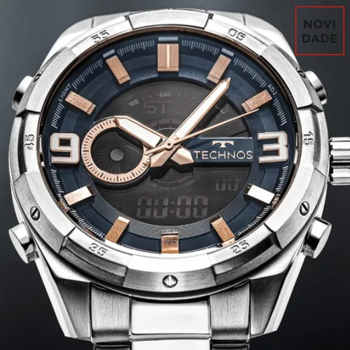Relógio Technos Masculino Prata A Prova Dágua Yxd0645aab/1a Prata Azul Azul