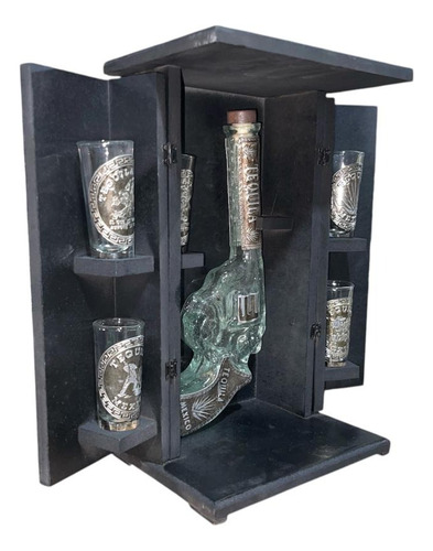 Pistola Licorera 400ml Con 5 Tequileros 60ml Con Madera Agua