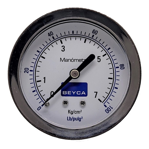 Manómetro 7 Kg 63mm Rosca 1/4 Posterior Gas Aire Agua Beyca
