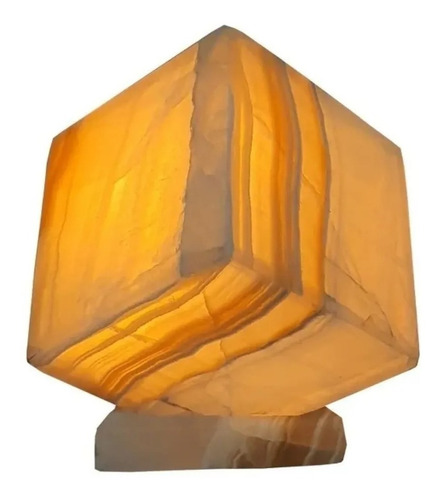 Lampara De Piedra Natural Onix Cubo De 16cms Buro Oficina