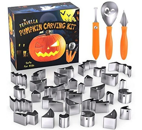 Fenvella Kit De Talla De Calabaza Para Niños, 24 Pcs 9mr9 Y