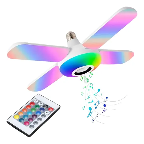 comprar Foco Parlante 4 Aspas Rgb Bluetooth Músical Plegable Control