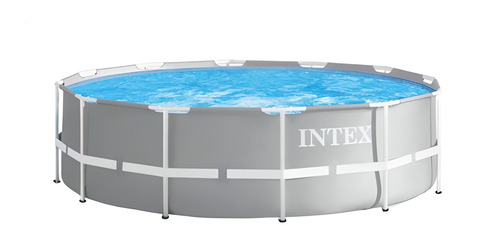 Piscina estructural redonda Intex 26716 con capacidad de 8592 litros de 366cm de diámetro x 99 de alto gris claro diseño mosaico