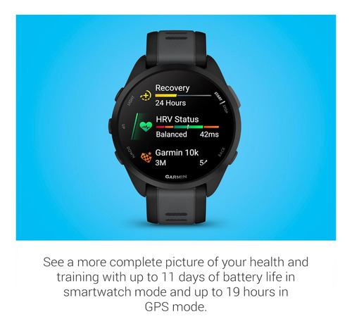 Garmin Forerunner 165 Musica Gps Running Smartwatch Amoled Negro Correa Deportiva Negro Negro