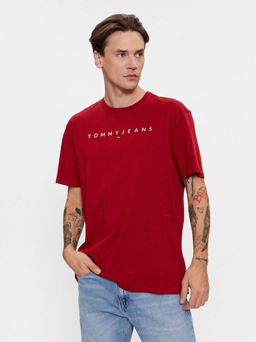 Polera Regular Linear Logo Rojo Tommy Jeans