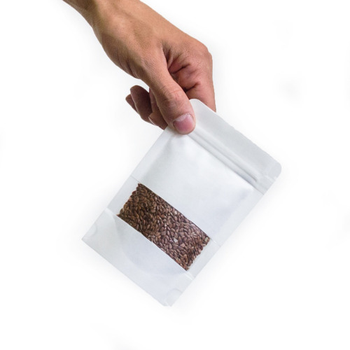 Imagen 3 de 7 de 100 Bolsas Stand Up Pouch Cierre Papel Blanco-ventana 50 Grs