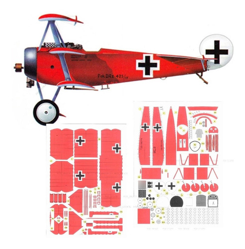 Fokker Dr1 Escala 1.33 Papercraft