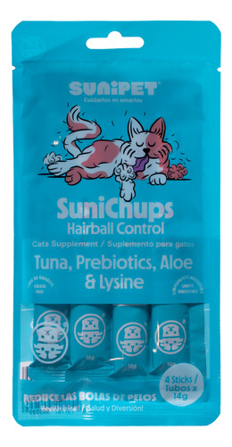 Sunichups Snack Hairball Control (atun) Para Gato - 4 Tubos