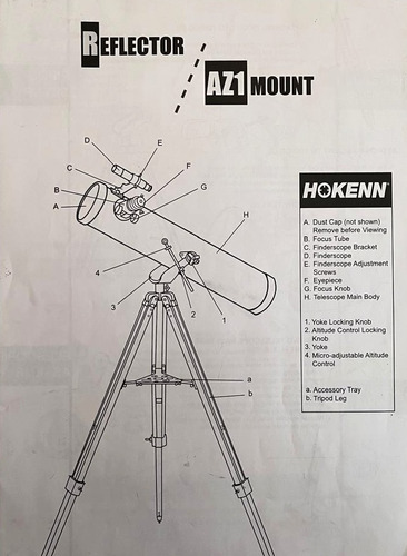 Telescopio Reflector Astronómico Hokenn H76700 Az1 Negro