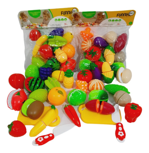 Pack Completo Frutas Y Verduras Con Pega Pega Juguetes Niños