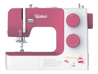 Máquina de coser recta Godeco Fantastique blanca y rosa 220V