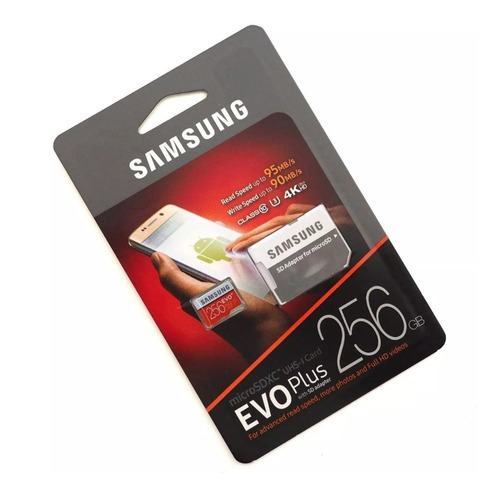 Cartão Micro Sd Samsung Evo Plus 256gb Classe 10 4k 100 Mbs
