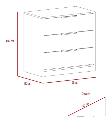 Cama 2 Plazas + Comoda 3 Cajones - Wengue / Miel