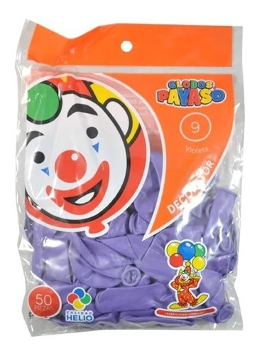 Globo Payaso Liso Color Violeta #9 C/50 Piezas