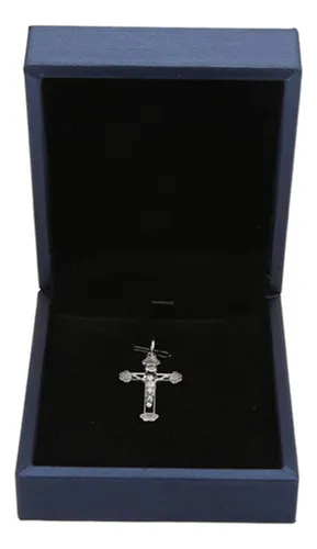Collar Católico Crucifijo Exquisito Plata De Ley 925