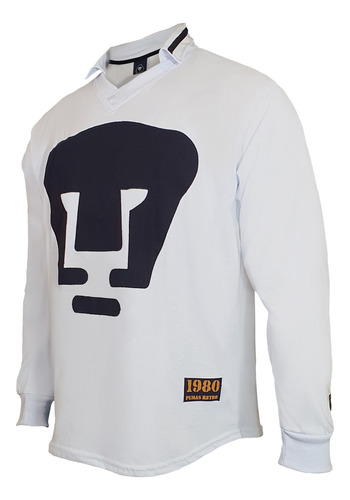 Playera Retro Pumas Unam Manga Larga Blanca 7 Caballero