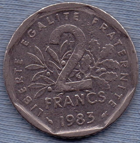 Imagen 1 de 2 de Francia 2 Francs 1983 * Enorme * Libertad *