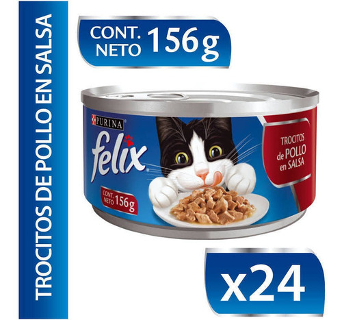 Pack Latas Felix Trocitos De Pollo En Salsa 24x156g