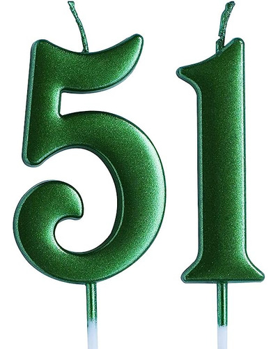 Vela Verde 51 Cumpleaños Velas Numero 51 Años Decoracion Muj