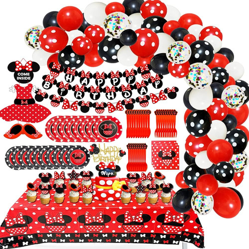 Red Black Mouse Party Supplies Minnie Decoraciones De Cumple
