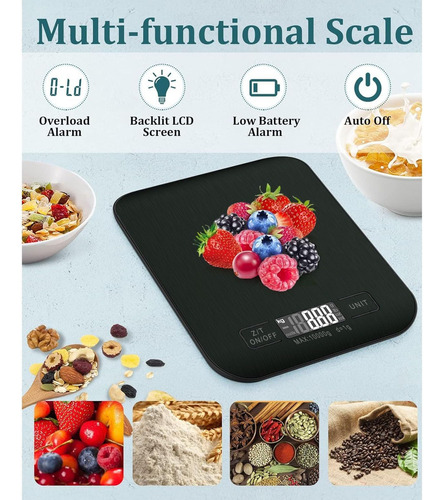 Balanza Digital Cocina 5kg Precisión 1g Con Pantalla Lcd