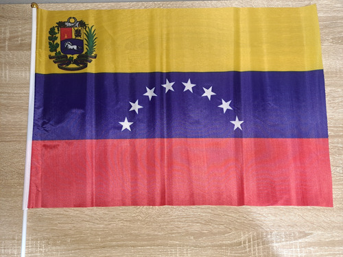 Bandera De Venezuela Original 60x40cm 8 Estrellas Asta Nueva