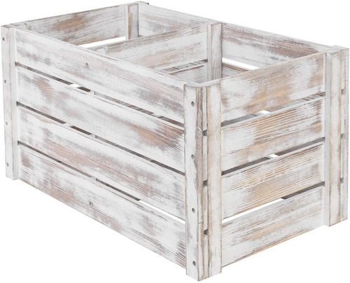 2 Niveles En Mal Estado Encalado Caja De Madera Organiz...