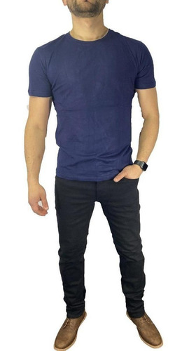 Polera Elasticada Cuello Redondo (tallas Chicas) Azul Diabol