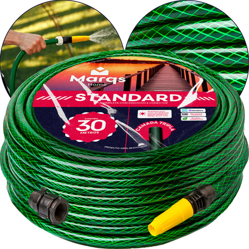 Mangueira De Jardim 30 Metros Com Esguicho Trançada Reforçada Flexível 7/16 Anti Dobra Irrigação Quintal Poço Lavagem Durável Marqs Home