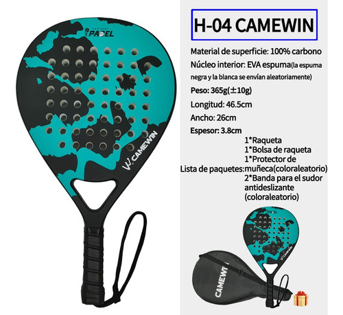 100% Carbono Raqueta Tipo Paddle Raquetas De Pádel Camewin