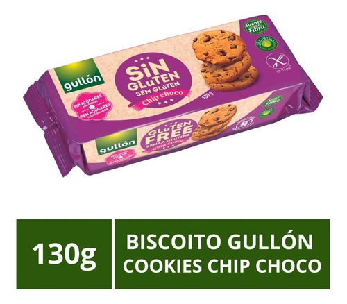Biscoito Gullón, Cookie Chip Choco, 130g, Sem Glúten