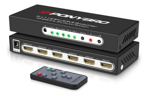  Version Mas Reciente  Ponybro Hdmi Switch 6 Puertos 4k 60