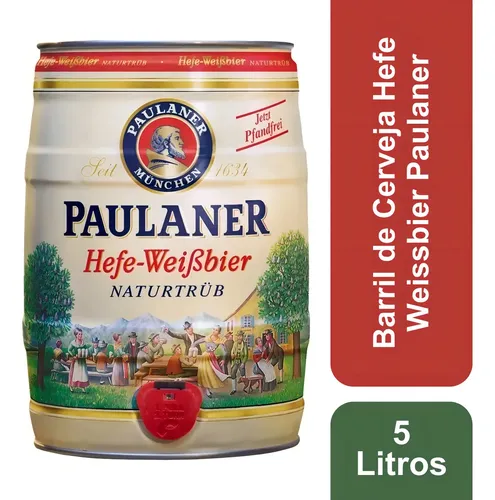 Barril Cerveja Paulaner Hefe Weissbier Naturtrub 5 litros
