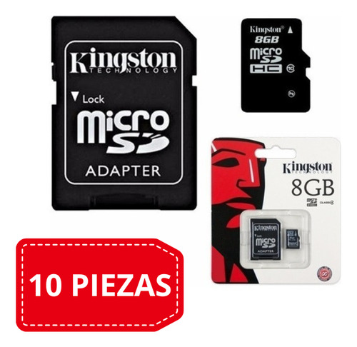 Paquete De 10 Memorias Kingston Micro Sd 8gb + Adaptador