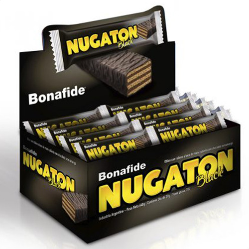 Nugaton Black Bonafide Oblea Chocolate Semiamargo - Caja X24