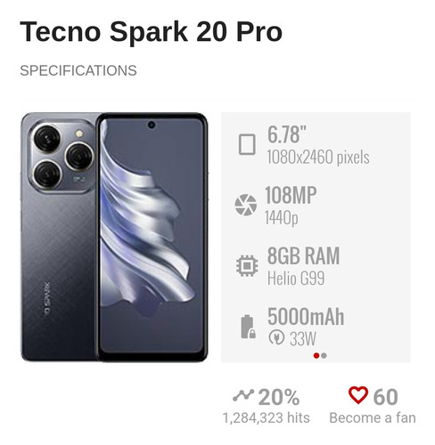 Tecno Spark 20 Pro 256/16gb 8+8 Promo Al Costo Leer