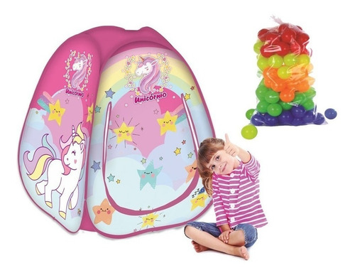 Barraca Infantil Piscina Bolinhas Menina C/50 Bolinhas