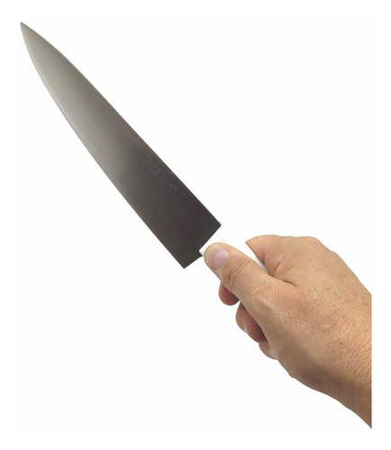 Imagem 5 de 7 de Faca De Corte Cozinha Lâmina Aço Inox Cabo Plástico Branco