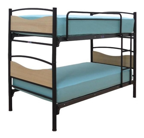 Cama litera CL Muebles 690t individual color negro fabricada en tubular acero inoxidable