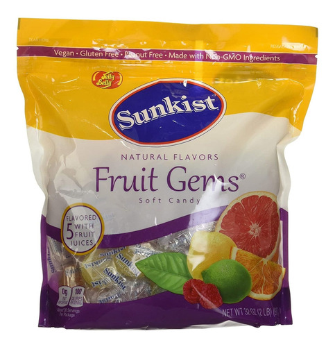 Sunkist Fruit Gems Soft Candy, Varios Sabores Naturales, 2 L