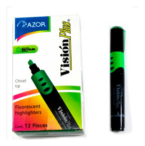 12 Marcatextos Azor Vision Plus Verde Grueso 2600