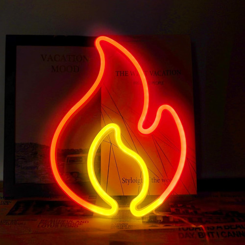 Letrero De Neón De Llama De Fuego, Letrero De Luz Led Para D