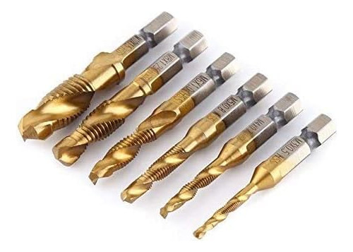 6pcs Hss Tap Drill Bit Set, 2 In 1 Speed Steel Metric T...