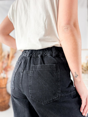 Pantalon Lulyna T/jean Mujer Wide Leg C/elastico En Cintura