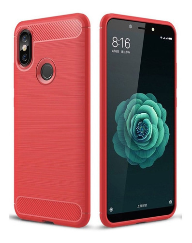 Funda Tpu Flex Para Xiaomi Mi 8 M1803e1a Fibra De Carbon Color Rojo