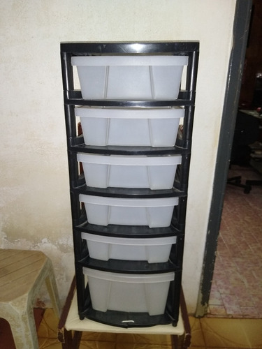 Organizador De Gaveteiro Preto/branco Com 6 Gavetas (Usado)