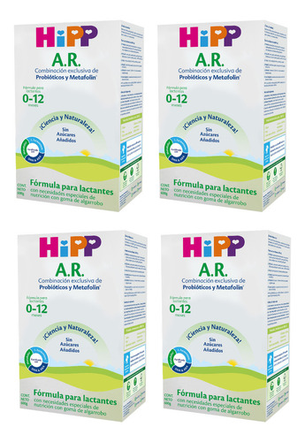  HiPP A.R. 4 Pack Fórmula Especializada Para Bebés De 0-12