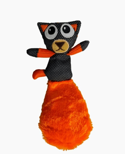 Juguete De Peluche Chico Con Chifle Mapache Color Gris Y Naranja