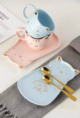 Juego De Tazas Gatito (Usado)
