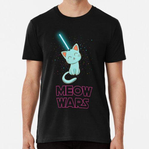 Remera Meow Wars Star Geek Movie Parody Cute Cat Stuff Camis